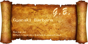 Gyaraki Barbara névjegykártya